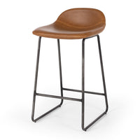 urban upholstered stool vintage cognac 1