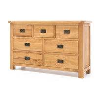 solsbury 7 drawer low oak chest 1