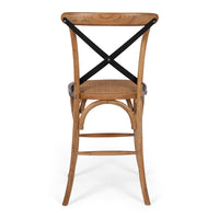 cross back wooden bar stool smoked oak   3