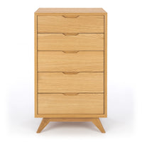 venice 5 drawer tall oak chest