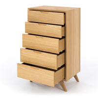 venice 5 drawer tall oak chest 2