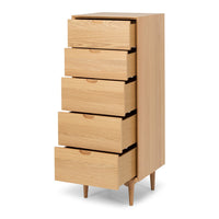 madrid 5 drawer wooden tallboy 2