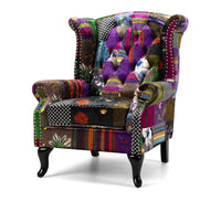 patchwork wingback lounge chair 1