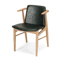 bella wooden armchair green upholstery 1