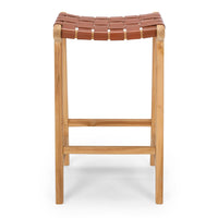 fusion wooden bar stool woven tan 2