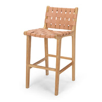 fusion highback wooden bar stool 65cm woven plush 1
