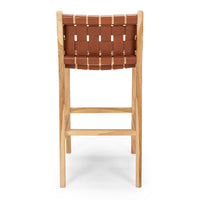 fusion highback wooden bar stool 65cm woven tan 4