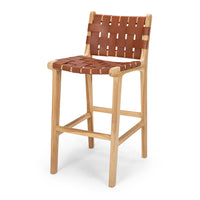 fusion highback wooden bar stool 65cm woven tan 1