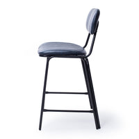 retro upholstered stool vintage blue 2