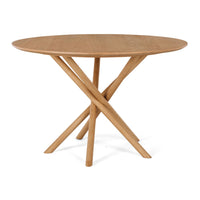 athens round wooden dining table natural oak 4