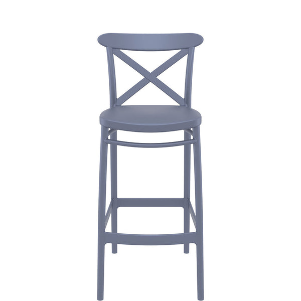  cross commercial bar stool 75cm dark grey