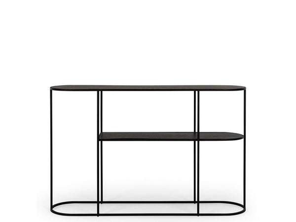 dekota wooden console table black oak