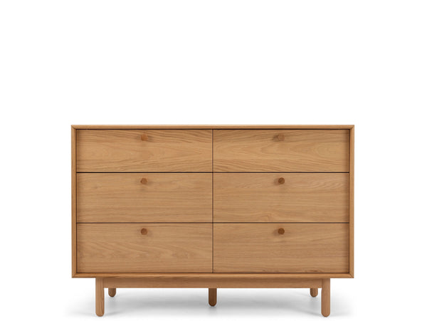 sienna 6 drawer chest natural oak