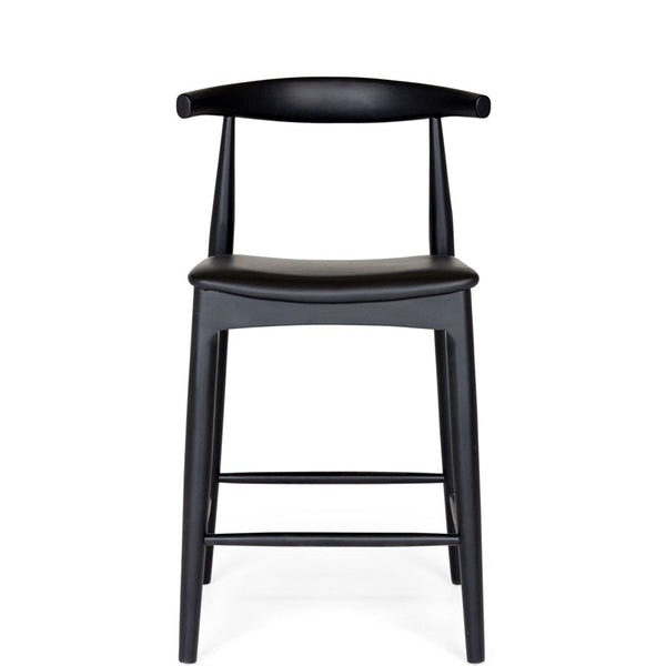 elbow upholstered stool black oak