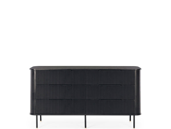 linea 6 drawer wooden lowboy black oak