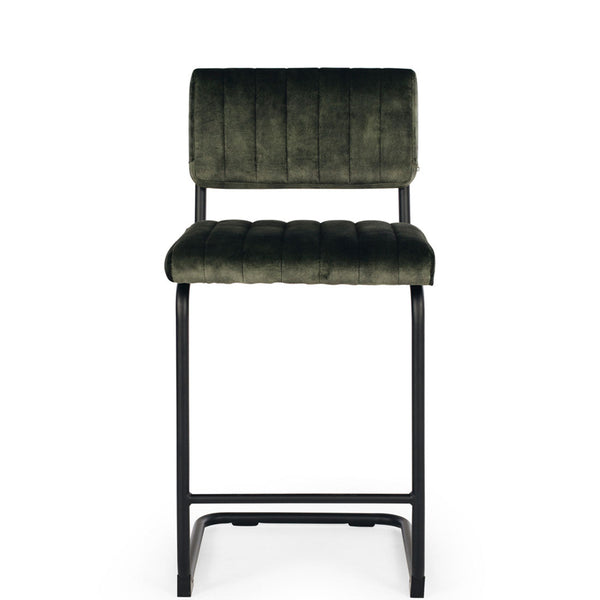 berm upholstered stool velvet moss green